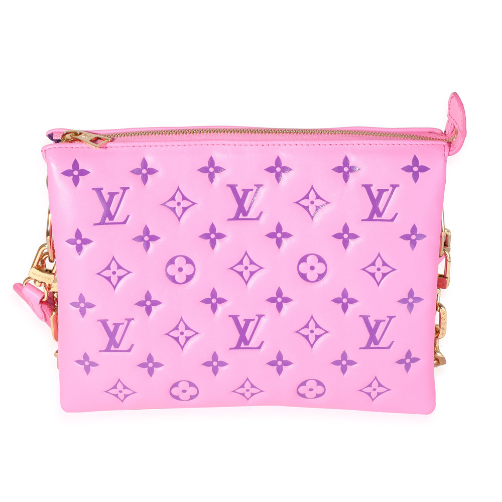 Louis Vuitton Pink & Purple Monogram Embossed Puffy Lambskin Coussin PM - Picture 2 of 8